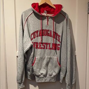Gray and Red Wrestling Hoodie